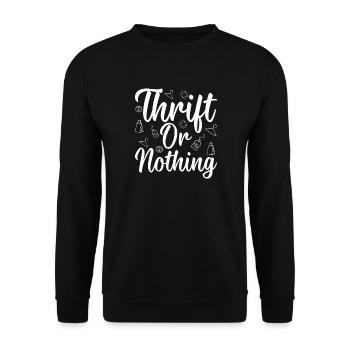 Thrift Shop Thrift Or Nothing Love Thrifting - Unisex Sweatshirt - black - Front - Alina (178cm) & Michal (187cm)