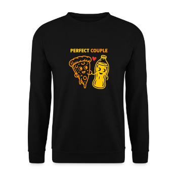 Perfect Couple Pizza And Soda Cartoon Art - Unisex Pullover - Schwarz - Vorne - Alina (178cm) & Michal (187cm)