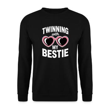Beste Freundin Spruch Lustige Partnerlook Geschenk - Unisex Pullover - Schwarz - Vorne - Alina (178cm) & Michal (187cm)