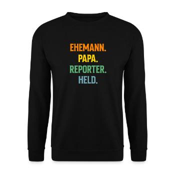 Investigativer Reporter Journalisten Ehemann Papa - Unisex Pullover - Schwarz - Vorne - Alina (178cm) & Michal (187cm)
