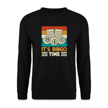 Bingo Game It ́s Time Bingo - Unisex Sweatshirt - black - Front - Alina (178cm) & Michal (187cm)