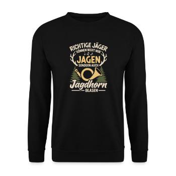Hunting Horn Hunter Hunting Horn Blower Hunting Hunting - Unisex Sweatshirt - black - Front - Alina (178cm) & Michal (187cm)