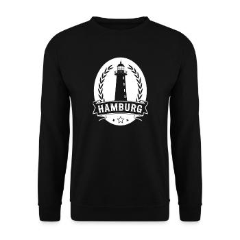 Leuchtturm Hamburg - Unisex Pullover - Schwarz - Vorne - Alina (178cm) & Michal (187cm)