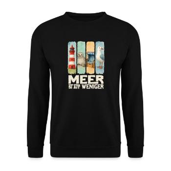 Moin Leuchtturm Robbe Strandkorb Möwe Küste - Unisex Pullover - Schwarz - Vorne - Alina (178cm) & Michal (187cm)
