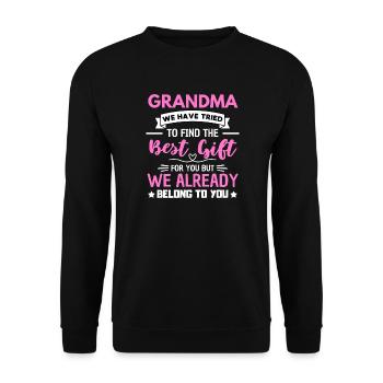 Lustiges Oma-Zitat für Großmutter - Unisex Pullover - Schwarz - Vorne - Alina (178cm) & Michal (187cm)
