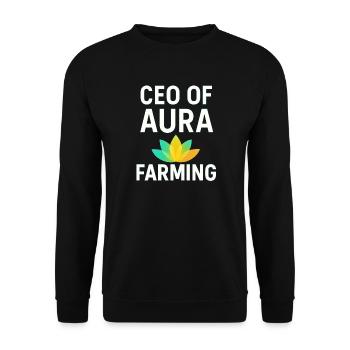 CEO VON AURA FARMING Lustiger Spruch - Unisex Pullover - Schwarz - Vorne - Alina (178cm) & Michal (187cm)