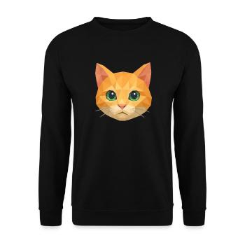 Polygon Cat – Geometric Cat Design - Unisex Sweatshirt - black - Front - Alina (178cm) & Michal (187cm)