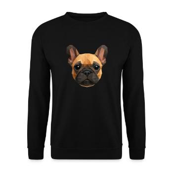 Polygon Französische Bulldogge – Süßer Hund - Unisex Pullover - Schwarz - Vorne - Alina (178cm) & Michal (187cm)