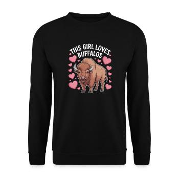 Buffalo Saying Girl Funny Buffalo Gift - Unisex Sweatshirt - black - Front - Alina (178cm) & Michal (187cm)