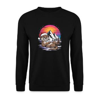 Santa Funny Christmas Christmas with Saying - Unisex Sweatshirt - black - Front - Alina (178cm) & Michal (187cm)