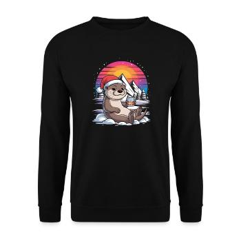 Santa Funny Christmas Christmas with Saying - Unisex Sweatshirt - black - Front - Alina (178cm) & Michal (187cm)