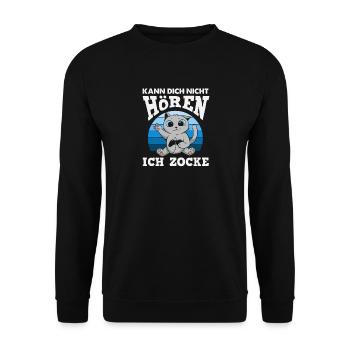Je ne t’entends pas – je joue au chat - Sweat-shirt Unisexe - noir - Devant - Alina (178cm) & Michal (187cm)