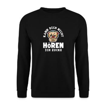 Je ne t’entends pas – je joue au chien - Sweat-shirt Unisexe - noir - Devant - Alina (178cm) & Michal (187cm)