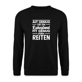 Ruhestand Rente Pferdemädchen Reiten Ponyfans - Unisex Pullover - Schwarz - Vorne - Alina (178cm) & Michal (187cm)
