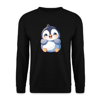 Pinguine Pinguin - Unisex Pullover - Schwarz - Vorne - Alina (178cm) & Michal (187cm)