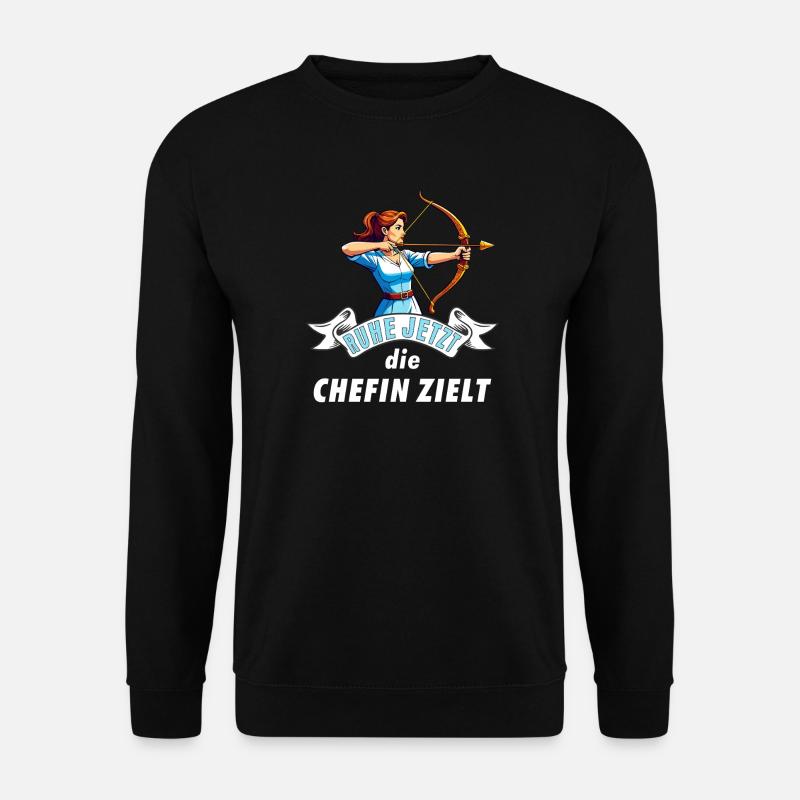 Bogenschützin Chefin zielt - Unisex Pullover - Schwarz