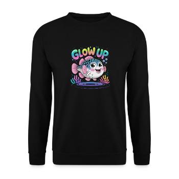 Glow Up Tétra Motif Poisson Coloré - Sweat-shirt Unisexe - noir - Devant - Alina (178cm) & Michal (187cm)