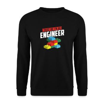 Trust Me I’m An Engineer Brick Builder Block Build - Unisex Sweatshirt - black - Front - Alina (178cm) & Michal (187cm)