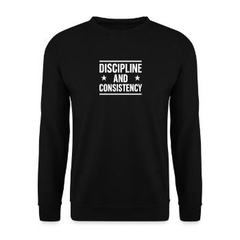 Diszipliniert Konsequenz Mutig, Motivierend - Unisex Pullover - Schwarz - Vorne - Alina (178cm) & Michal (187cm)