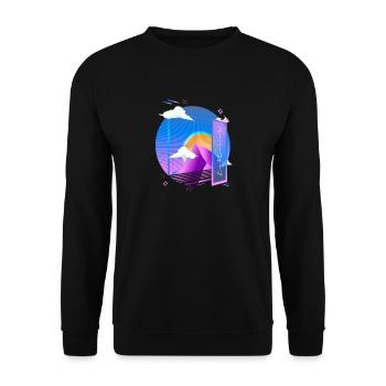 Vaporwave Pastell Goth Ästhetik Retro Synthwave - Unisex Pullover - Schwarz - Vorne - Alina (178cm) & Michal (187cm)