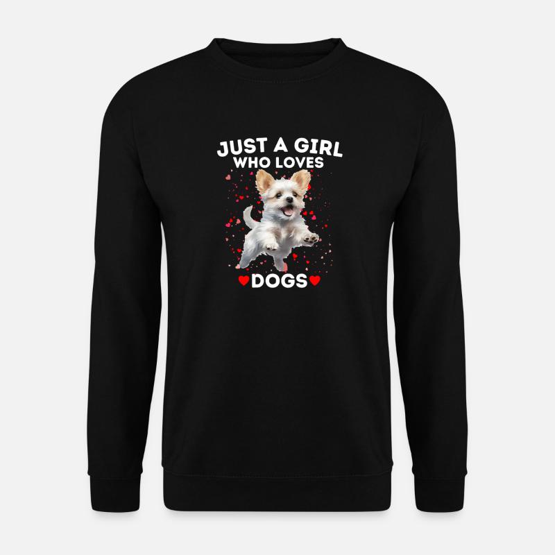 Mädchen liebt Hunde Verspielter Hund - Unisex Pullover - Schwarz