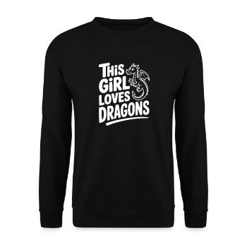 Dieses Mädchen liebt Drachen - Unisex Pullover - Schwarz - Vorne - Alina (178cm) & Michal (187cm)