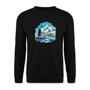 Pinguine Pinguin - Unisex Pullover - Schwarz - Vorne - Alina (178cm) & Michal (187cm)