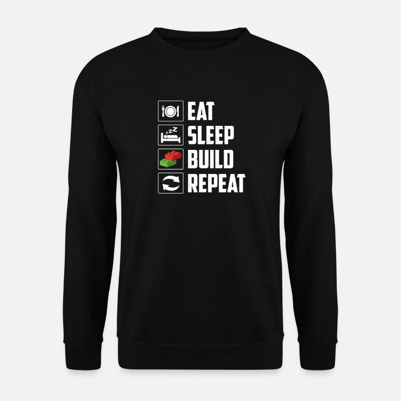 Eat Sleep Build Repeat Brick Builder Block  - Unisex Sweatshirt - black