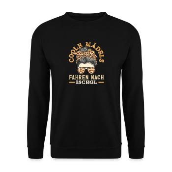 Coole Mädels Fahren Nach Après Ski Ischgl Alpen - Unisex Pullover - Schwarz - Vorne - Alina (178cm) & Michal (187cm)