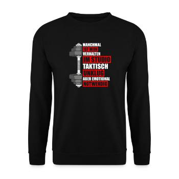 Verhalten Bodybuilding Bodybuilder Gym Kraftsport - Unisex Pullover - Schwarz - Vorne - Alina (178cm) & Michal (187cm)