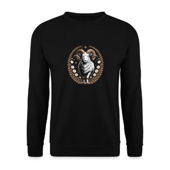 Widder Sternzeichen Mit Blüten Und Sternen - Unisex Pullover - Schwarz - Vorne - Alina (178cm) & Michal (187cm)