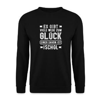 Ischgl Weg Glück Lustiges Après Ski Alpen Party - Unisex Pullover - Schwarz - Vorne - Alina (178cm) & Michal (187cm)