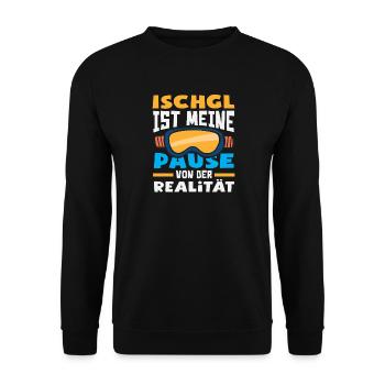 Ischgl Meine Pause Realität Lustiges Après Ski - Unisex Pullover - Schwarz - Vorne - Alina (178cm) & Michal (187cm)