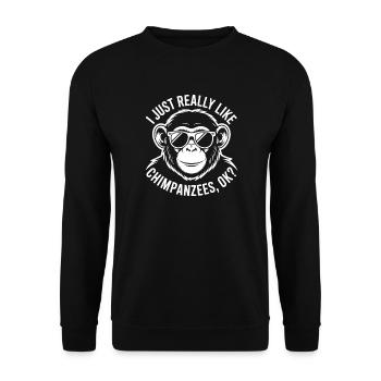 Schimpanse Spruch Affe Lustige Schimpanse Geschenk - Unisex Pullover - Schwarz - Vorne - Alina (178cm) & Michal (187cm)