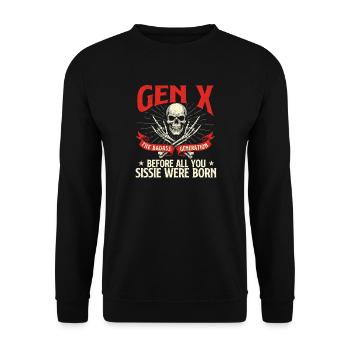 Gen X Badass Generation Retro Nostalgia Quote - Unisex Sweatshirt - black - Front - Alina (178cm) & Michal (187cm)