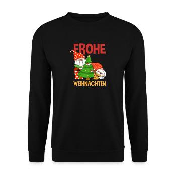 Merry Christmas Gnomes with Santa Hat - Unisex Sweatshirt - black - Front - Alina (178cm) & Michal (187cm)