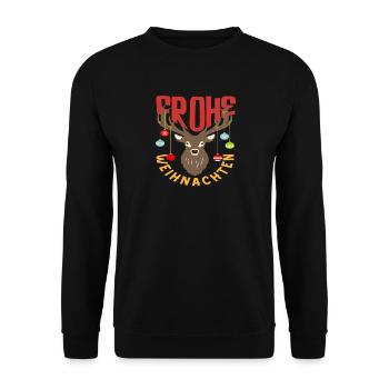 Renne de Noël avec chapeau de Père Noël - Sweat-shirt Unisexe - noir - Devant - Alina (178cm) & Michal (187cm)