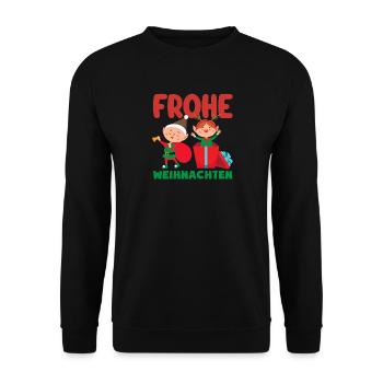 Merry Christmas gnome with Santa hat - Unisex Sweatshirt - black - Front - Alina (178cm) & Michal (187cm)