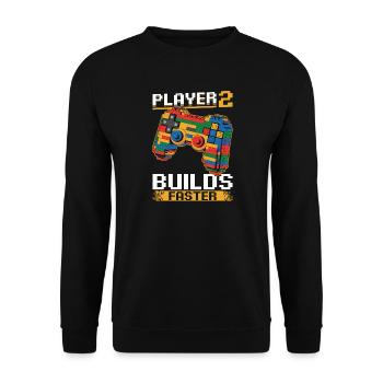 Building Blocks Gamer Gaming Brick Builder - Unisex Pullover - Schwarz - Vorne - Alina (178cm) & Michal (187cm)