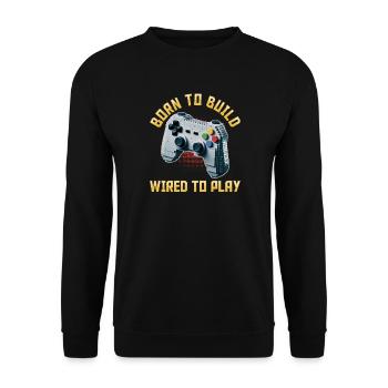Building Blocks Gamer Gaming Brick Builder - Unisex Pullover - Schwarz - Vorne - Alina (178cm) & Michal (187cm)