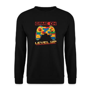 Building Blocks Gamer Gaming Brick Builder - Unisex Pullover - Schwarz - Vorne - Alina (178cm) & Michal (187cm)