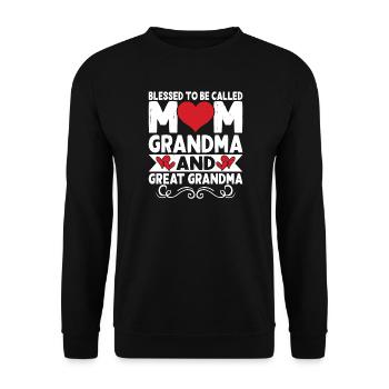 Oma Mama Geschenk Weihnachtsgeschenke Großmutter  - Unisex Pullover - Schwarz - Vorne - Alina (178cm) & Michal (187cm)
