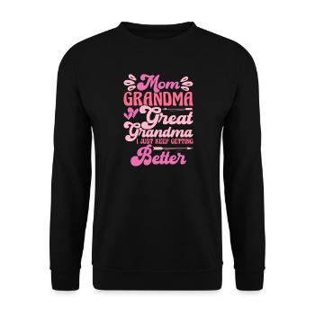 Oma Mama Geschenk Weihnachtsgeschenke Großmutter  - Unisex Pullover - Schwarz - Vorne - Alina (178cm) & Michal (187cm)
