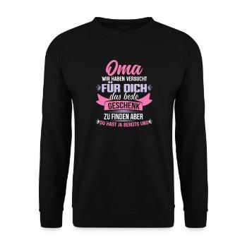 Mamie, nous avons essayé le meilleur cadeau pour toi - Sweat-shirt Unisexe - noir - Devant - Alina (178cm) & Michal (187cm)