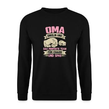 Grandma granddaughter and perfect team for chaos - Unisex Sweatshirt - black - Front - Alina (178cm) & Michal (187cm)
