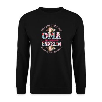 Bin Stolz Die Oma Einer Großartigen Enkelin - Unisex Pullover - Schwarz - Vorne - Alina (178cm) & Michal (187cm)