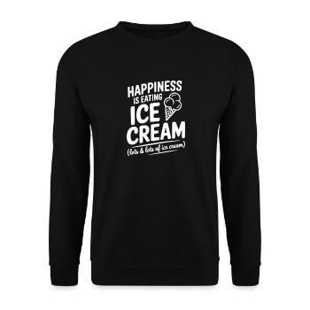 Glück ist Sahne essen - Unisex Pullover - Schwarz - Vorne - Alina (178cm) & Michal (187cm)