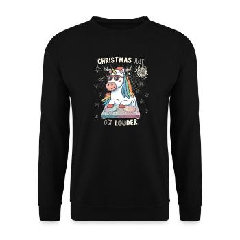 Noël vient de devenir plus fort – DJ Einhorn - Sweat-shirt Unisexe - noir - Devant - Alina (178cm) & Michal (187cm)