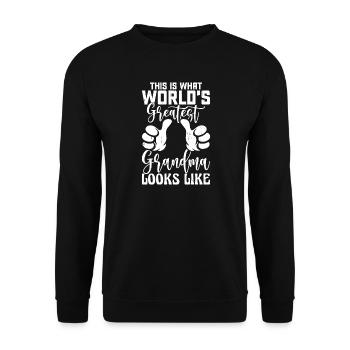 Cadeau de fête des mères de grand-mère Cadeaux de Noël - Sweat-shirt Unisexe - noir - Devant - Alina (178cm) & Michal (187cm)