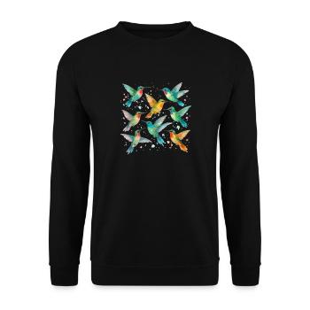 Colorful Hummingbirds in Watercolor – Lightness & Color - Unisex Sweatshirt - black - Front - Alina (178cm) & Michal (187cm)